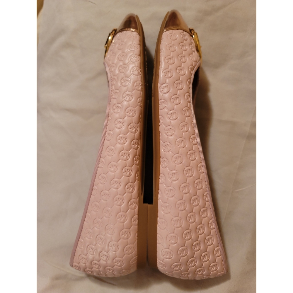 MICHAEL KORS Ballet Flats Pink With Gold Logo & Toe Caps Size 7.5 - Picture 7 of 13